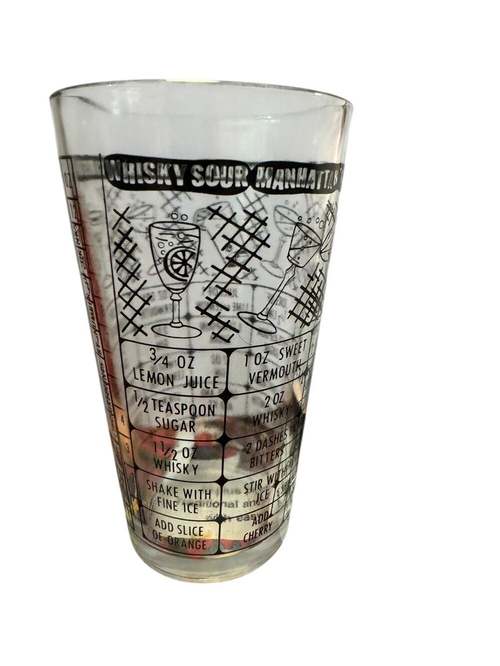 Federal Glass Company Mixed Drink Cocktail Recipe Vintage Measuring Cup Mixer